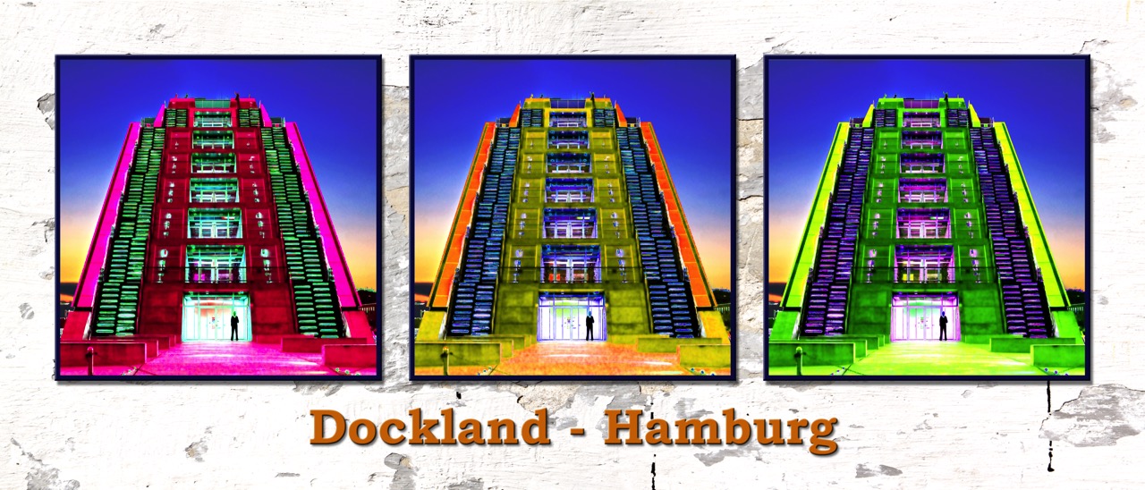Motiv Dockland, Farbig auf digitaler Mauertextur