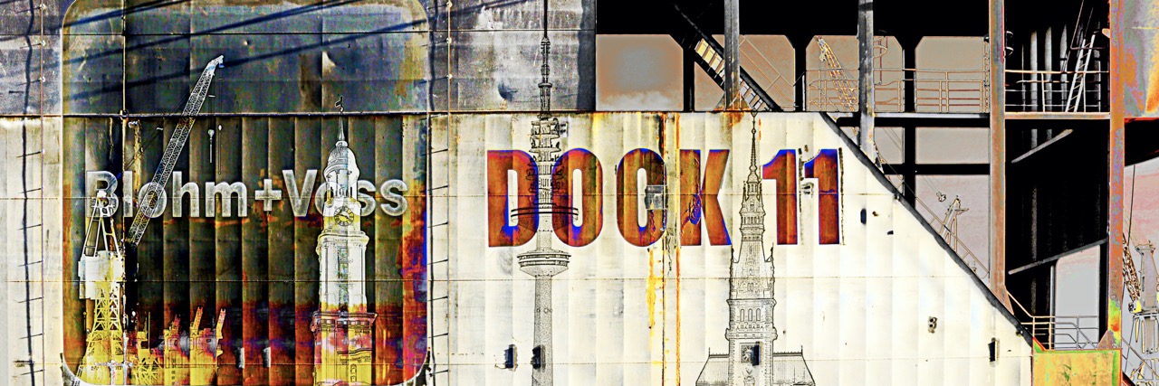 Motiv Dock 11 mit Hamburgmotiven