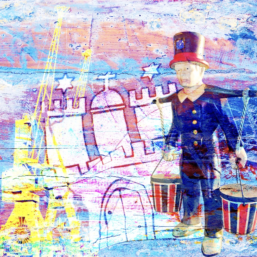 Motiv Hamburg Collage 3, Blauer Hummel