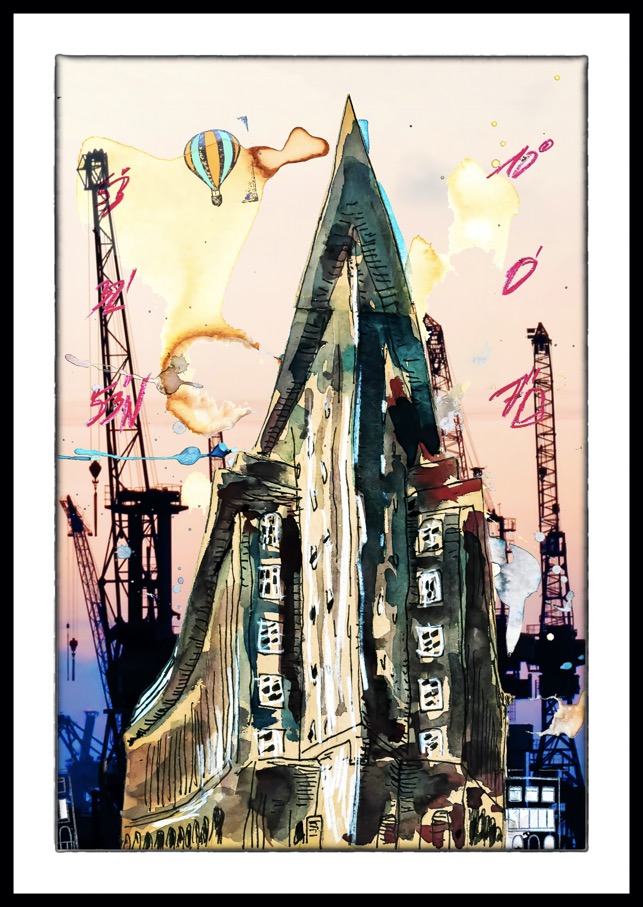 Hamburg Hafen Motive Poster Bild Bilder Foto Fotos Collage Chilehaus