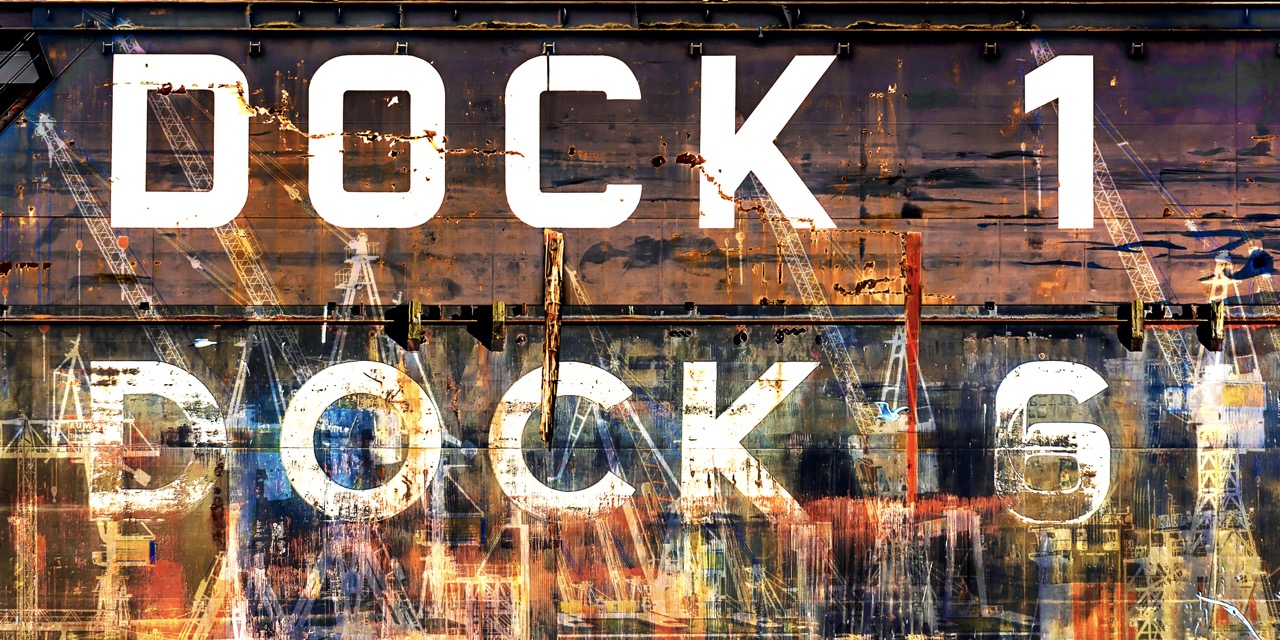 Motiv Dock1 und Dock6 mit Kransilhouette