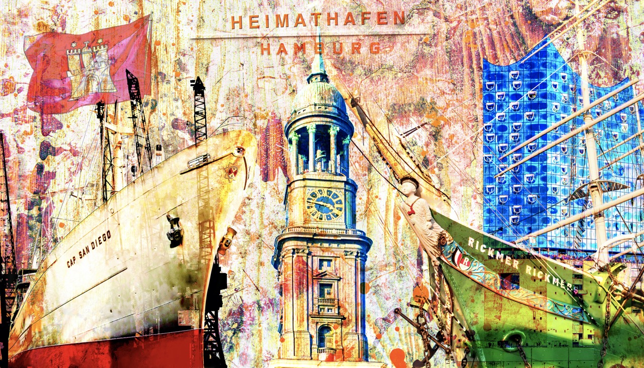 Hamburg Bilder Fotos Motive Collagen Cap San Diego Michel Elbphilharmonie