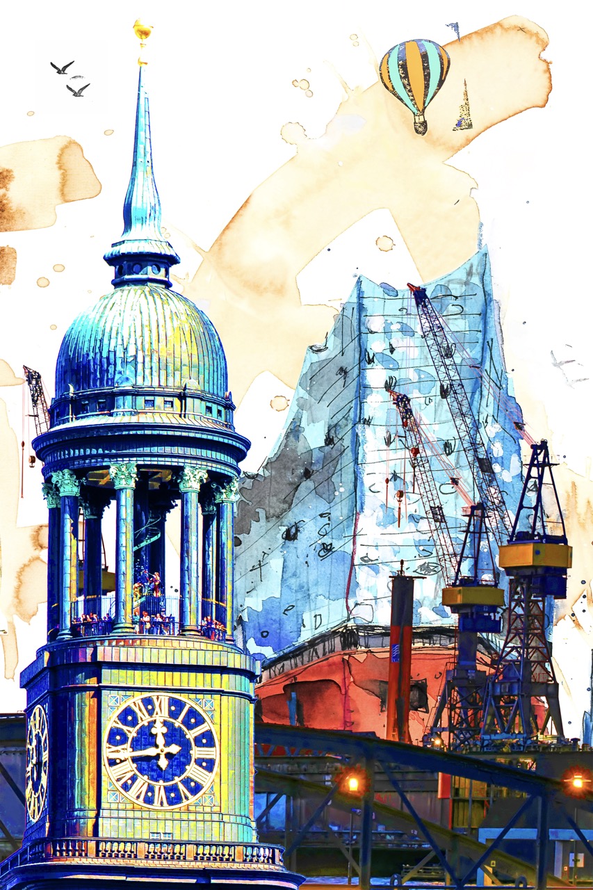 Hamburg Michel Elbphilharmonie Bild Foto Foto Collage 20x30 Leinwand