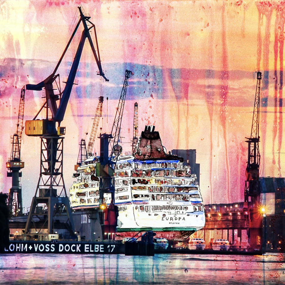 Hamburg Hafen Motive Poster Bild Bilder Foto Fotos Collage Blohm Europa