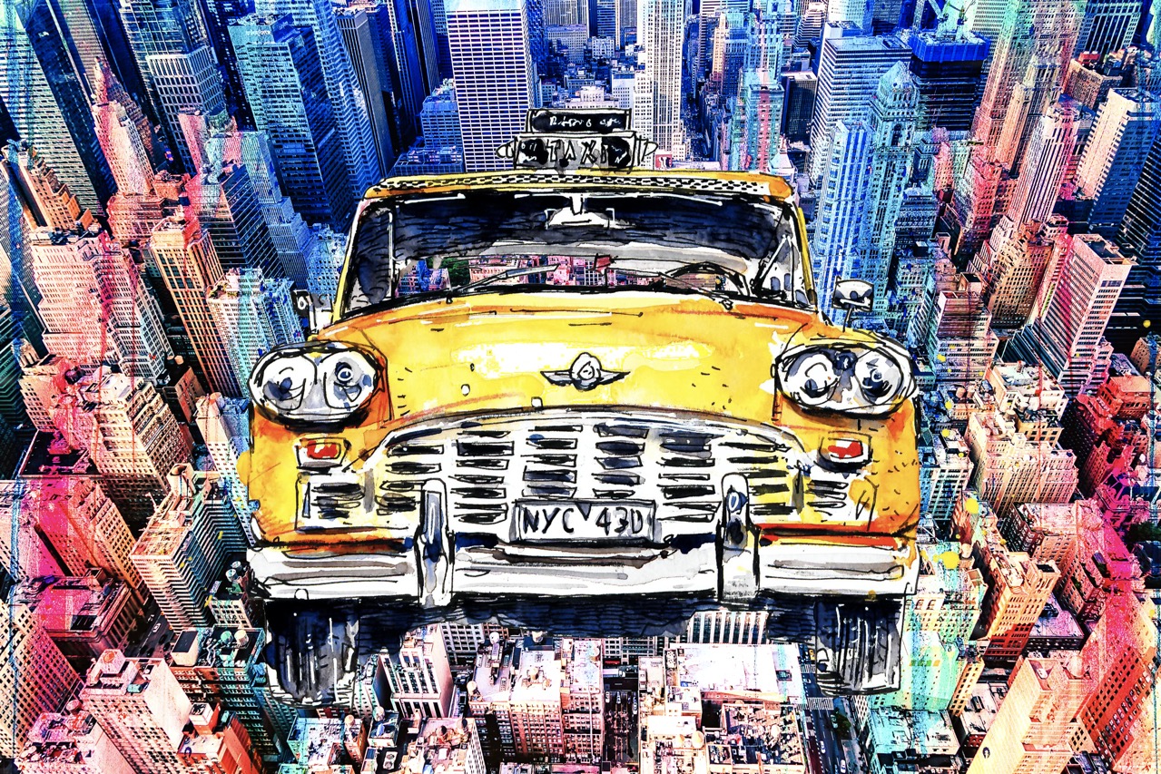 Motiv Manhattan Jungle bunt mit NYC Cab