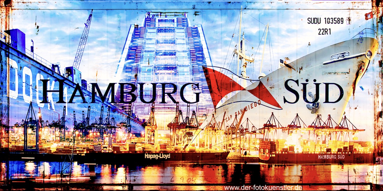 Hamburg Hafen Motive Poster Bild Bilder Foto Fotos Collagen Cap San Diego